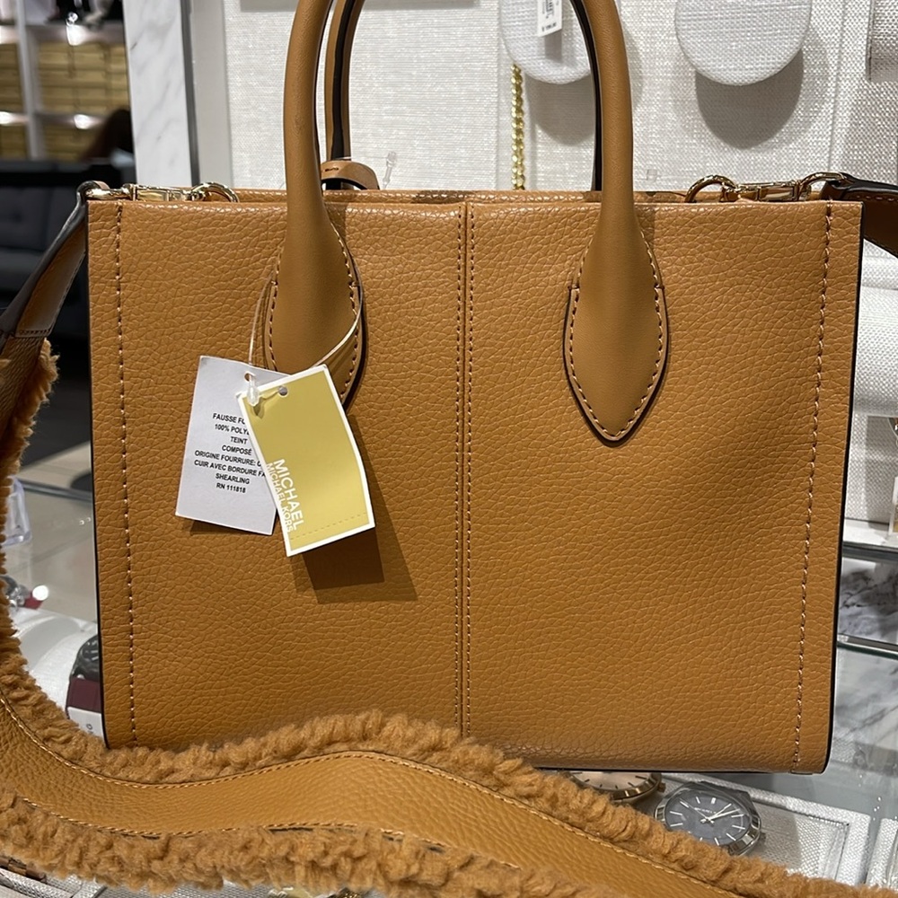 Michael Kors Mirella Small Pebbled Leather Shopper Top Zip Crossbody XBody Bag - Picture 5 of 16